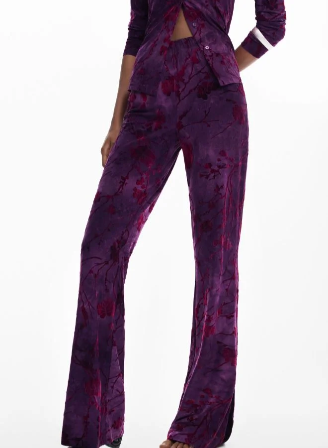 DESIGUAL Flared Textured Fluid Pants